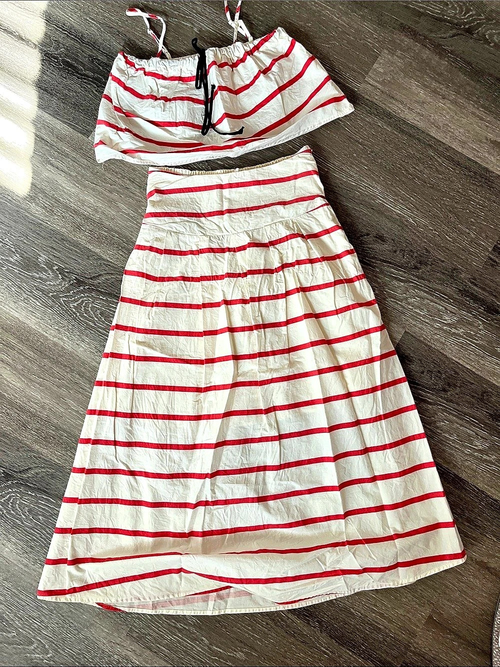 By Together Striped Two-Piece Set White & Red Small